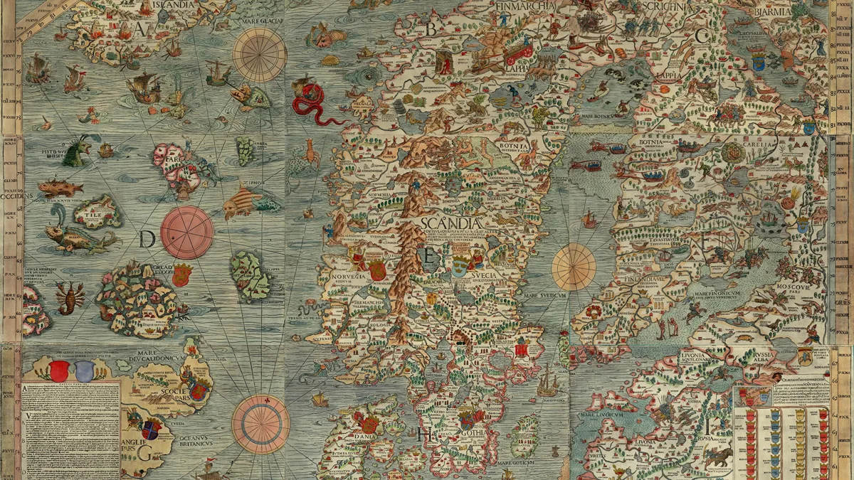 Map of middle earth geographical guide showing historic parchment contours and coastal topography